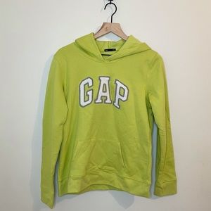 GAP Logo Lime Green Hoodie Embroidered Logo Warm